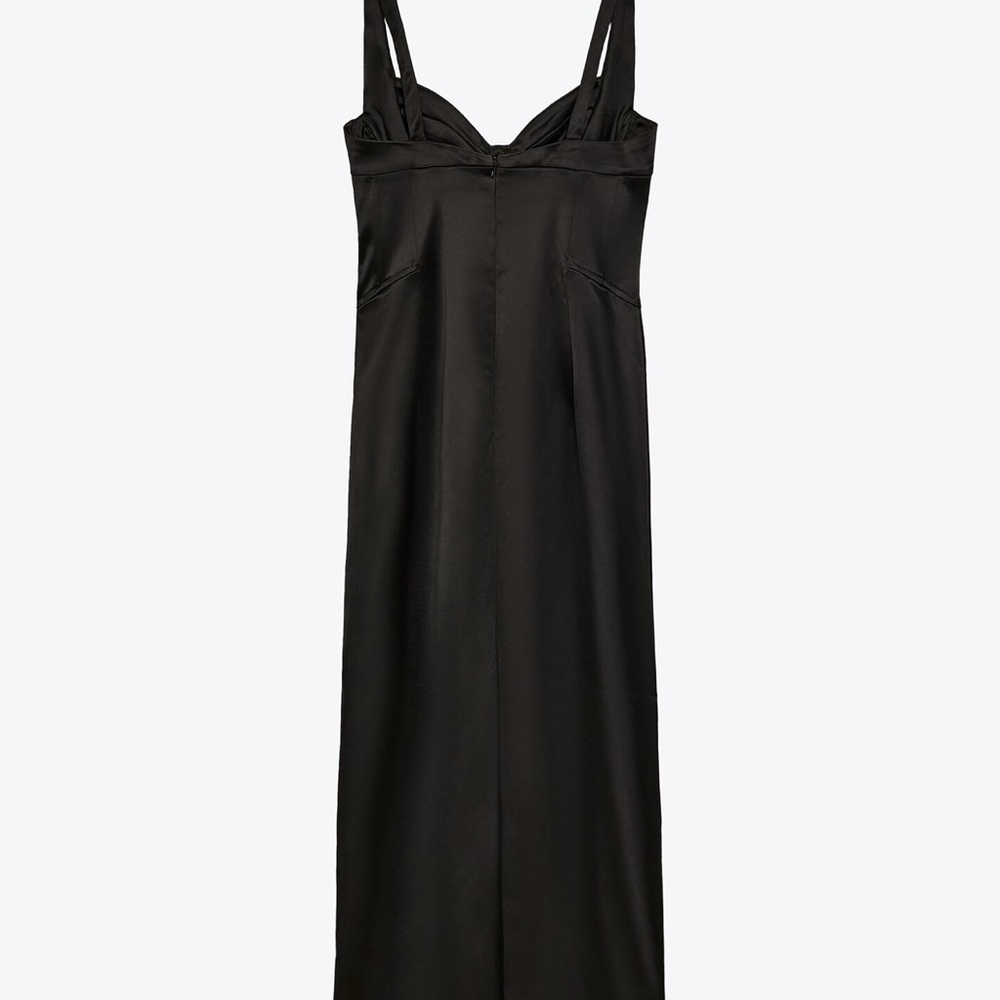 Black Satin Chemise with Sweetheart Neckline